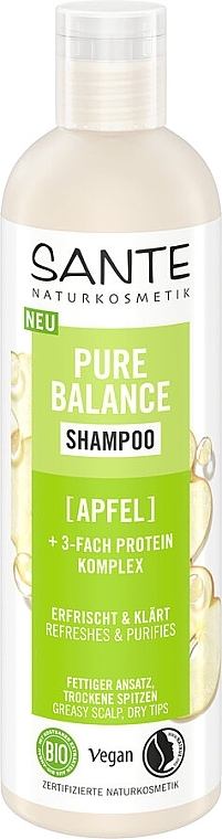 Balancing Apple Bio Shampoo for Oily Roots & Dry Hair Ends - Sante Pure Balance Shampoo	 — photo N1