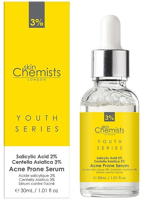 Anti-Acne Serum - Skin Chemists Youth Series Salicylic Acid 2%, Centella Asistica 3% Acne Prone Serum — photo N4