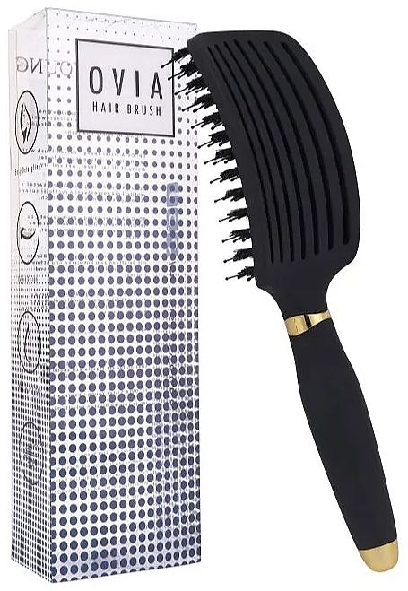 Hair Brush with Natural Bristles, black - Sister Young Ovia Hair Brush Black — photo N1