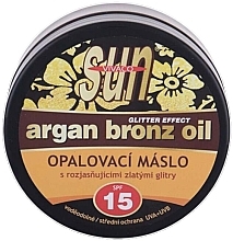 Fragrances, Perfumes, Cosmetics Shimmering Tanning Oil - Vivaco Sun Argan Bronz Oil Glitter Effect Butter SPF15