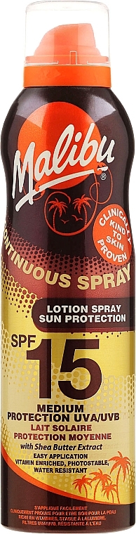 Body Sunscreen Lotion Spray - Malibu Continuous Lotion Spray Sun Protection SPF 15 — photo N1