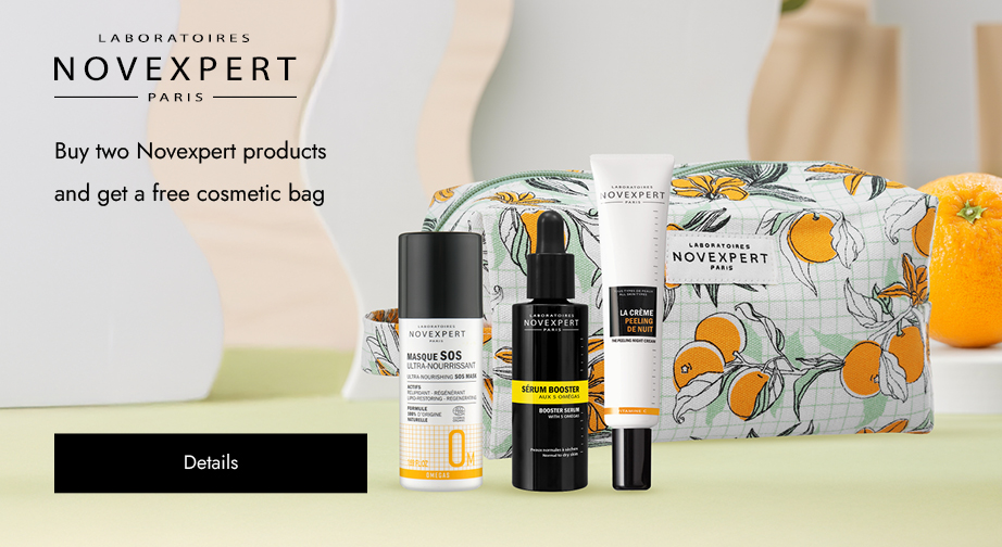 Buy two Novexpert products and get a free cosmetic bag