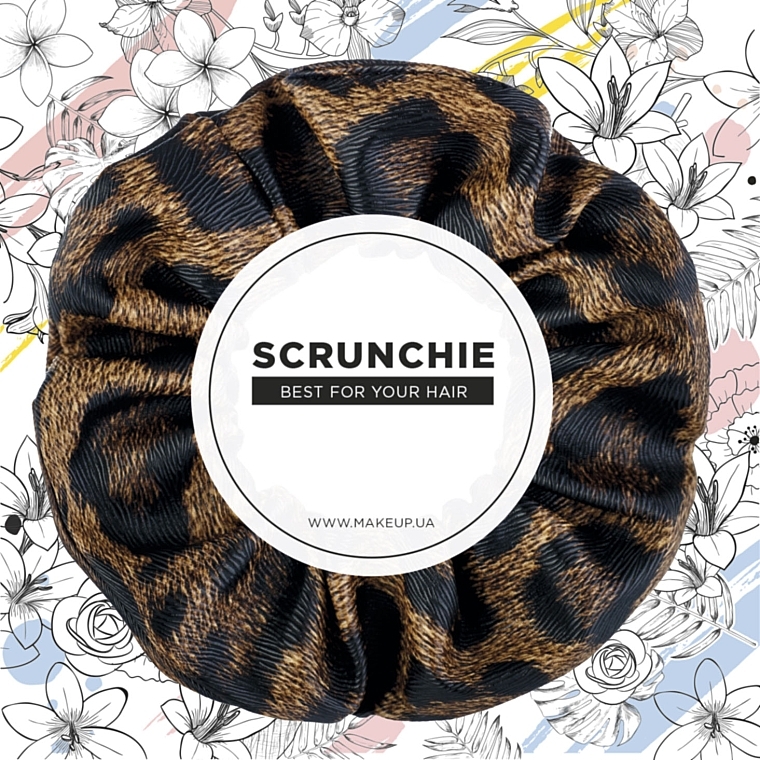 Faux Leather Classic Scrunchie, brown leopard - MAKEUP Hair Accessories — photo N1