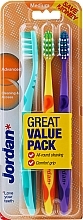 Fragrances, Perfumes, Cosmetics Medium Toothbrush, turquoise + yellow + purple - Jordan Advanced Medium Toothbrush