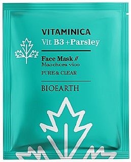 Cleansing & Soothing Sheet Mask for Sensitive & Combination Skin - Bioearth Vitaminica Single Sheet Face Mask Vitb3 + Parsley — photo N1