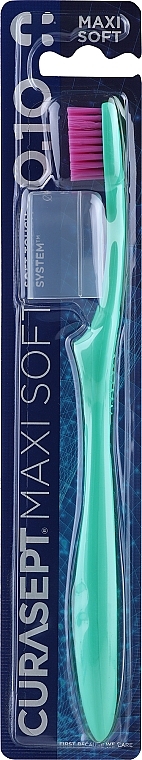 Toothbrush 'Maxi Soft 0.10', turquoise, pink bristles - Curaprox Curasept Toothbrush — photo N1