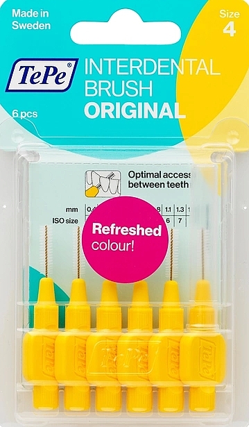 Interdental Brush Set 'Original', 0.7 mm, yellow - TePe Interdental Brush Original Size 4 — photo N1