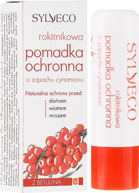 Protective Sea Buckthorn Lipstick with Cinnamon Scent - Sylveco — photo N1