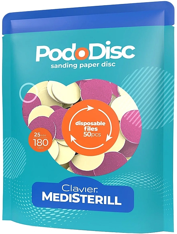 Replaceable Polishing Discs for Pedicure L 180/25 mm, 50 pcs. - Medisterill PodoDisc Keyboard — photo N1