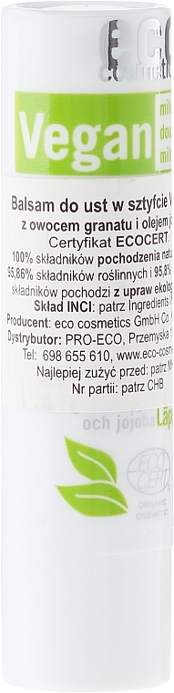 Pomegranate & Jojoba Oil Lip Balm - Eco Cosmetics — photo N1