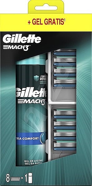 Set - Gillette Mach3 (cassette/8pcs + sh/gel/200ml) — photo N1