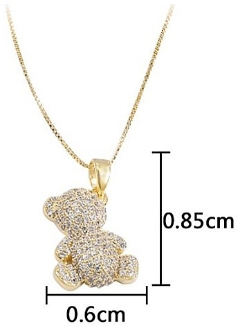 Surgical Steel Teddy Bear Necklace, 14K Gold Plated - Ecarla — photo N4