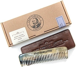 Fragrances, Perfumes, Cosmetics Beard Comb in Leather Case, buffalo horn - Captain Fawcett Horn Comb With Leather Case