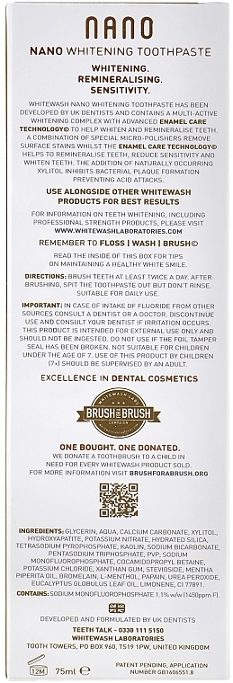 Toothpaste "Whitening+Remineralization with Hydroxyapatite" - WhiteWash Laboratories Nano Whitening Toothpaste — photo N3