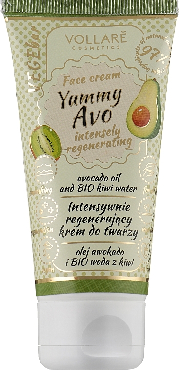 Intensive Regenerating Face Cream - Vollare Cosmetics VegeBar Yummy Avo Regenerating Cream — photo N1