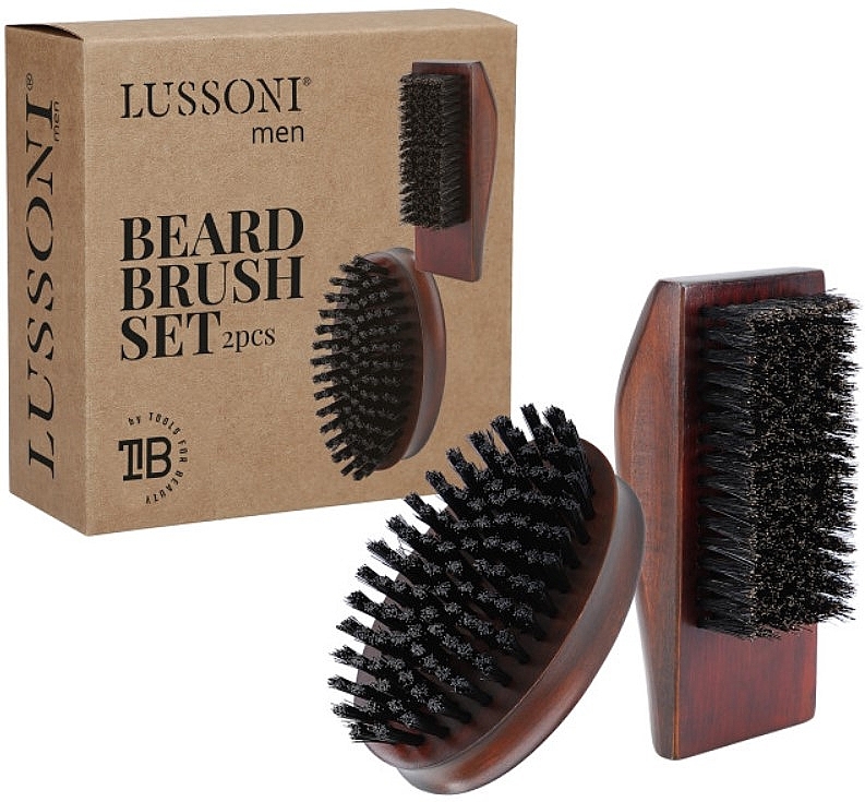 Beard Brush Set, 2 pcs - Lussoni Men Baerd Brush Set — photo N1