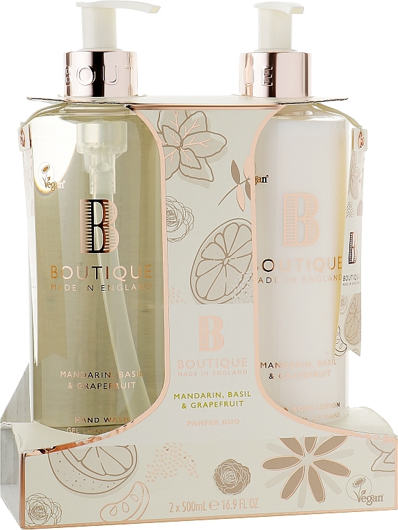 Set - Grace Cole Boutique Mandarin Basil & Grapefruit Hand Care Duo (h/wash/500ml + lot/500ml) — photo N1