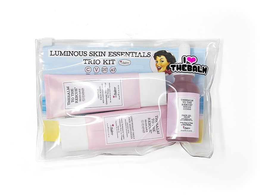 Set - TheBalm To The Rescue Luminous Skin Essentials Trio Kit (f/cr/30ml + f/oil/30ml + f/scr/30ml) — photo N1