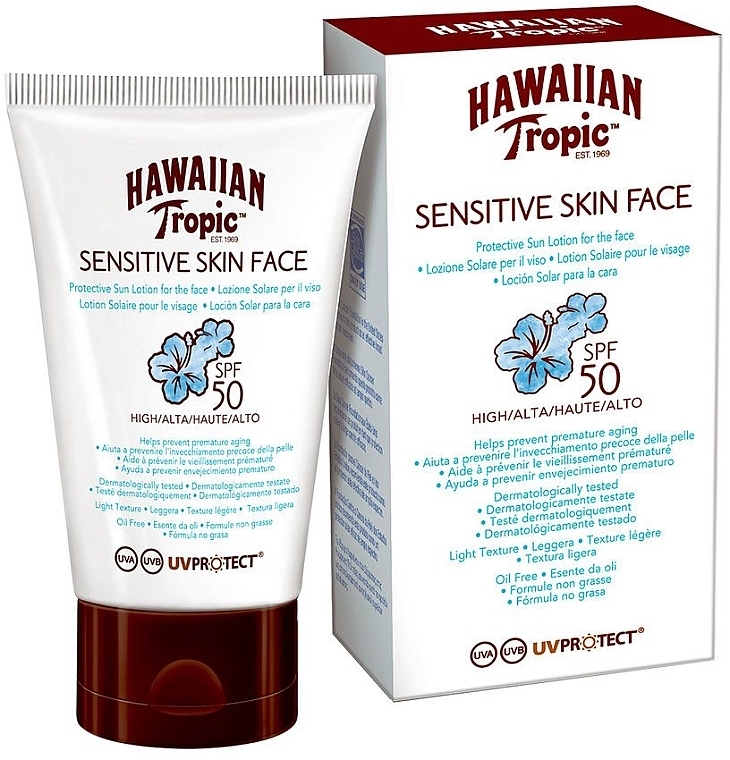 Sun Lotion for Sensitive Face Skin - Hawaiian Tropic Sensitive Skin Face Lotion SPF50 — photo N1