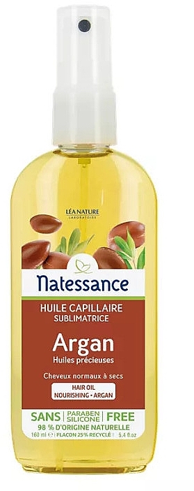 Hair Argan Oil - Natessance Beautifying Hair Oil Argan No Rinse — photo N1