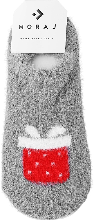 Women Low-Cut Alpaca Socks with Christmas Motif, grey - Moraj — photo N3