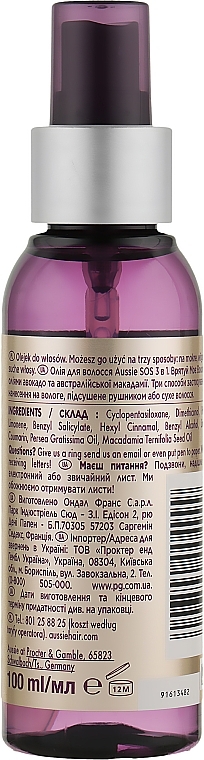 Olejek do wiosyw - Aussie SOS Save My Lengths! 3in1 Hair Oil — photo N2