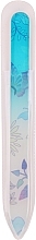 Glass Nail File with Floral Pattern, blue - Tools For Beauty Glass Nail File With Flower Printed — photo N1