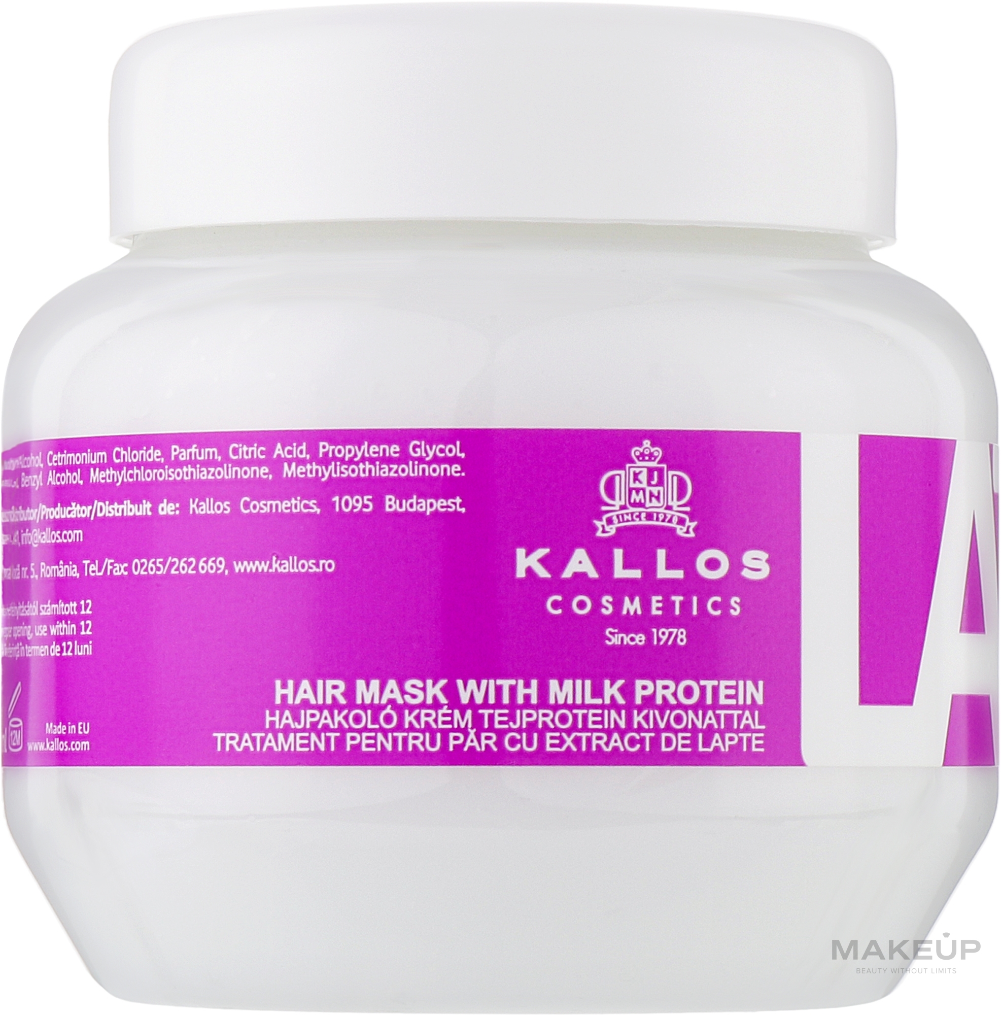Damaged Hair Mask - Kallos Cosmetics Latte With Milk Protein Mask — photo 275 ml