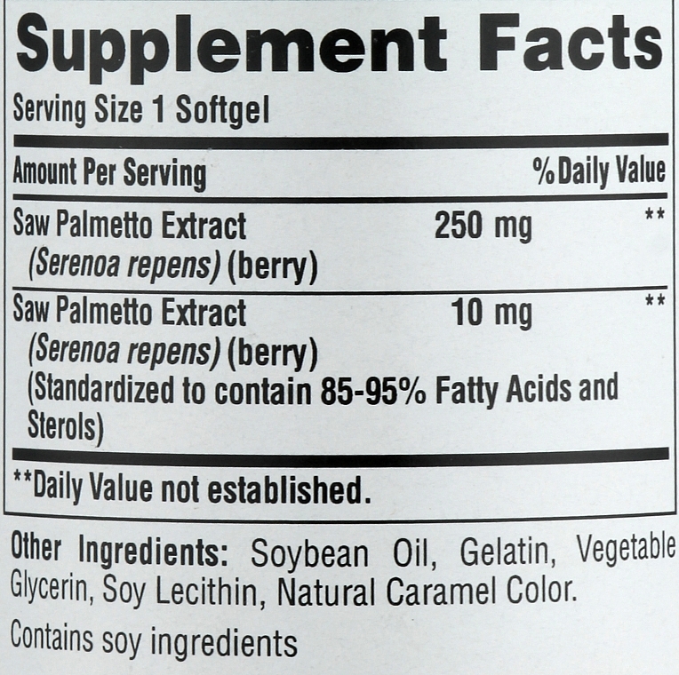 Men Dietary Supplement - Puritan's Pride Saw Palmetto Extract 1000 Mg — photo N2