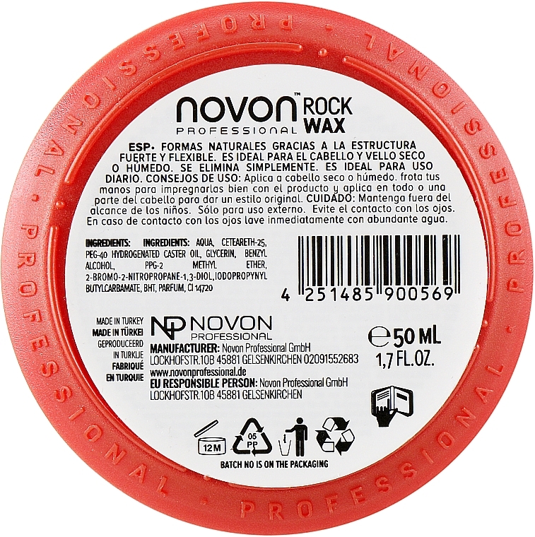 Ultra Strong Hold Hair Paste - Novon Professional Rock Wax Ultra Strong Hold — photo N2