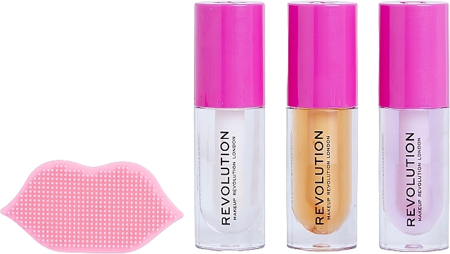 Makeup Revolution Kiss & Go Glaze Lip Care Gift Set (lip/gloss/3x4.5 ml + acc/1 pc) - Set — photo N2