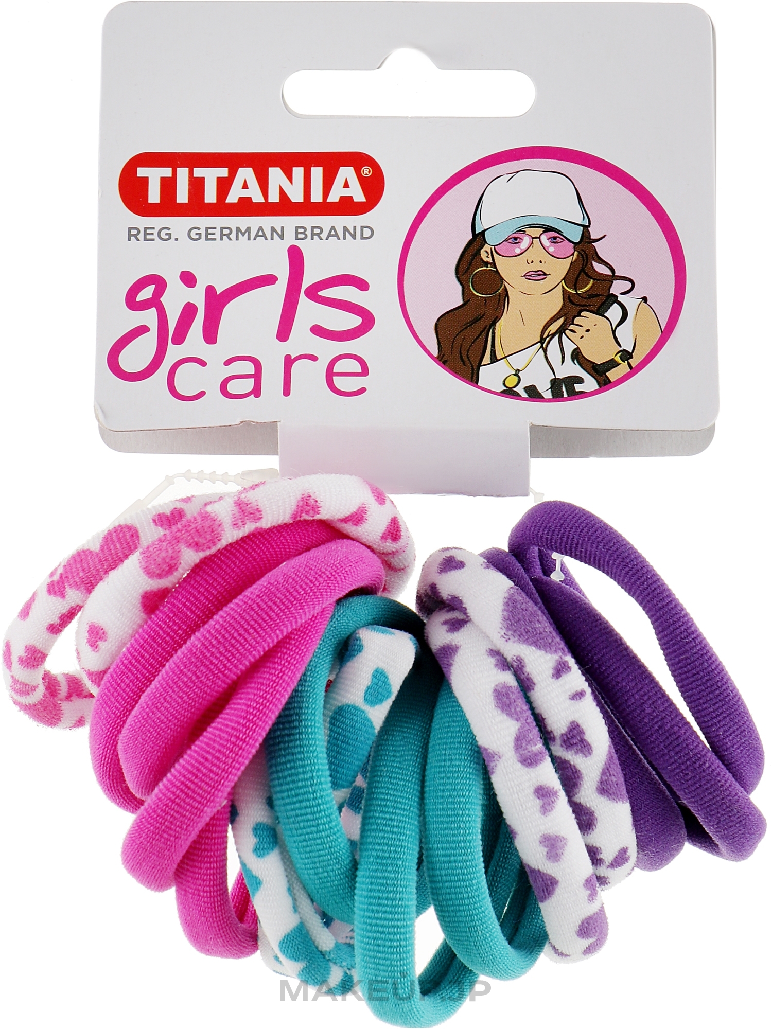 Elastic Hair Bands, 4 cm, 16 pcs, multicolored - Titania Girls Care — photo 16 szt.