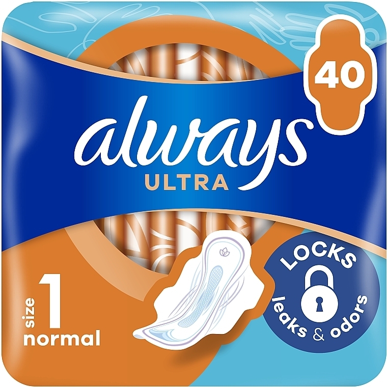 Sanitary Pads, size 1, 40 pcs - Always Ultra Normal — photo N1