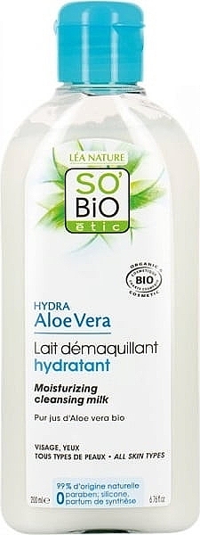 Face Cleansing Milk - So'Bio Etic Hydra Aloe Vera Moisturising Cleansing Milk — photo N2