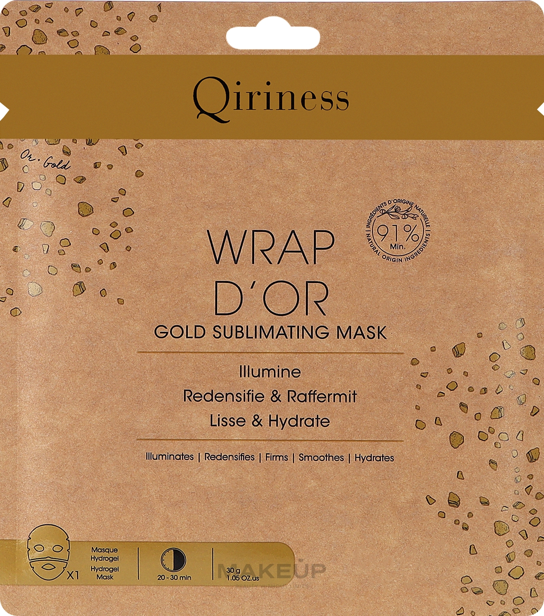 24K Gold Hydrogel Face Mask - Qiriness Wrap d’Or Gold Sublimating Mask — photo 30 g