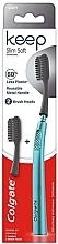 Fragrances, Perfumes, Cosmetics Toothbrush + 2 Refills, blue - Colgate Keep Slim Soft Charcoal