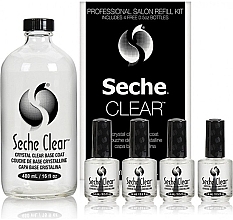 Fragrances, Perfumes, Cosmetics Set - Seche Vite Professional Salon Clear Crystal Base Coat Kit (base/coat/480 ml + base/coat/4x14 ml)