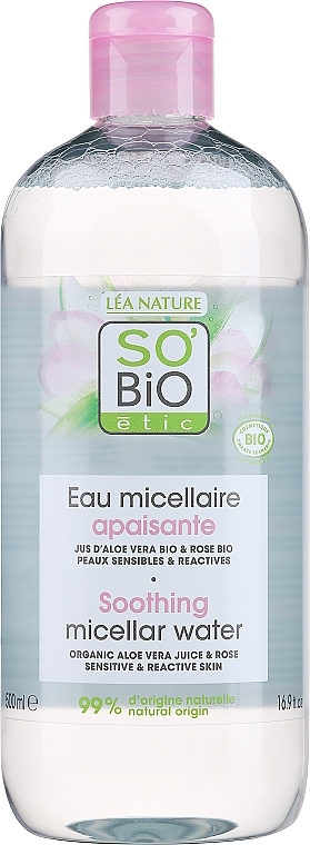 Micellar Face Water - So'Bio Etic Hydra Aloe Vera Soothing Micellar Water — photo N2