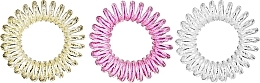 Hair Ties, 3.5 cm, yellow + white + pink - Ronney Professional S15 MET Funny Ring Bubble — photo N1