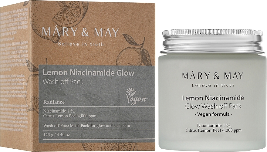 Cleansing Niacinamide Mask for Even Skin Tone - Mary & May Lemon Niacinamide Glow Wash Off Pack — photo N2