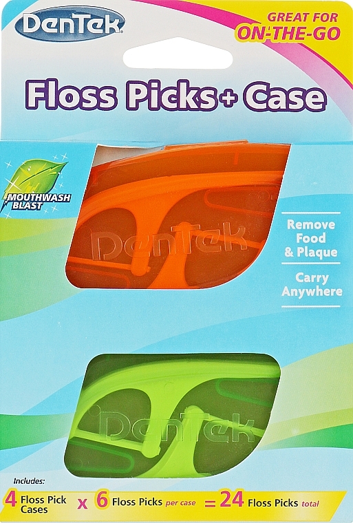 Floss Toothpick Set + 4 Travel Cases - Dentek Moulthwash Blast — photo N1