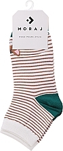 Fragrances, Perfumes, Cosmetics Women's Socks 3/4, CSL200-900, White/Brown Striped - Moraj