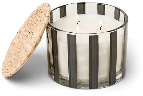 Scented Candle in Glass, 3 wicks - Paddywax Al Fresco Striped Glass Candle Palo Santo & Sage — photo N1