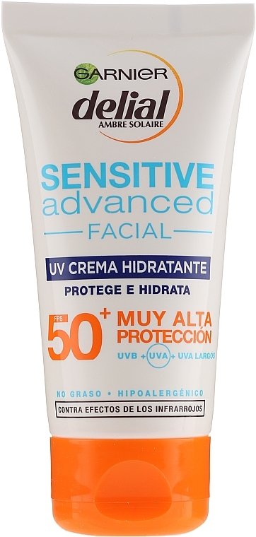 Facial Sun Cream - Garnier Delial Ambre Solaire Sensitive Advanced Face Cream SPF50+ — photo N1