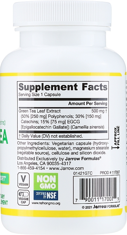 Dietary Supplement "Green Tea" - Jarrow Formulas Green Tea 500mg — photo N2