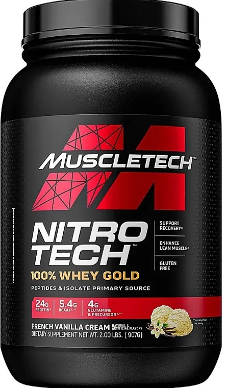 Vanilla Cream Whey Protein - MuscleTech Nitro-Tech 100% Whey Gold French Vanilla Cream — photo N1