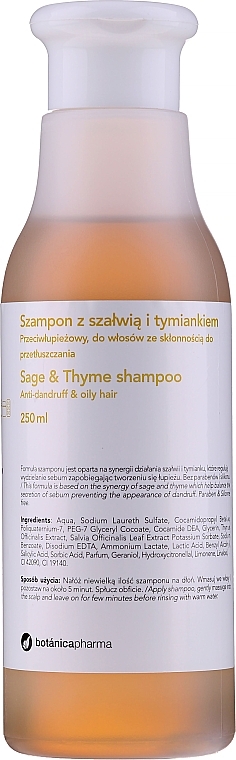 Anti-Dandruff Shampoo for Oily Hair - Botanicapharma Sage & Thyme Shampoo — photo N1
