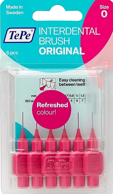 Interdental Brush Set 'Original', 0.4 mm, pink - TePe Interdental Brush Original Size 0 — photo N1