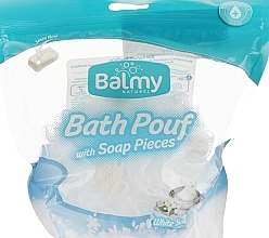 Travel Bath Sponge with Fragrance-Free Soap Pieces - Balmy Naturel Bath Pouf With Saop Pieces — photo N1