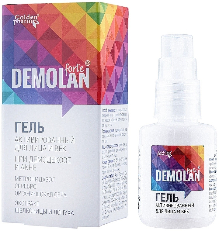 Face & Eye Gel for Demodecosis & Acne "Demolan Forte" - Golden Pharm Demolan Forte — photo N1